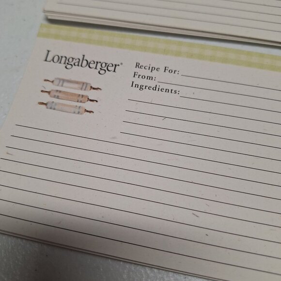 Longaberger Recipe Cards Set 20 Pieces Basket Rolling Pin Knives Casserole Dish - Picture 4 of 5